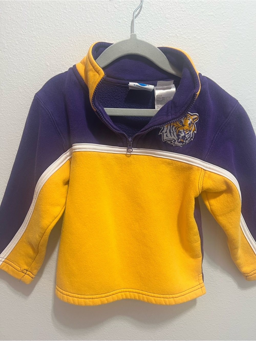 Kids Purple & Yellow Fleece Pullover LSU 4T - Picture 4 of 5